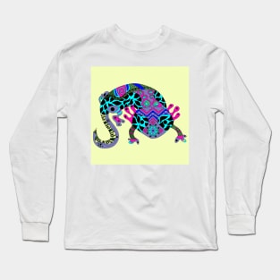 mexican cute axolotl ajolote ecopop in tribal arts Long Sleeve T-Shirt